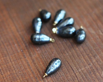Vintage Miriam Haskell Baroque Pearl Drop in Charcoal