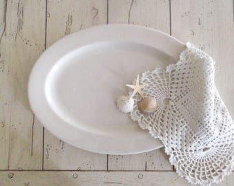 Ironstone Platter Farmhouse Platter Vintage White Ironstone Rustic Farmhouse Decor