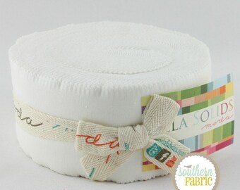Bella Solids - White - Jelly Roll by Moda - 40 44"x2.5" Quilt Fabric Strips