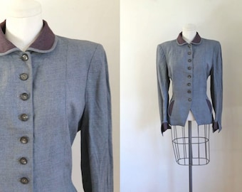 vintage 1940s/50s suit jacket - LADY RENLYN gray blazer / M
