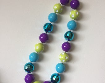 Monster Inc Necklace - Monster Inc Birthday - Little Girl Necklace - Monster Inc - Birthday Necklace - Bubblegum Necklace - Chunky Necklace