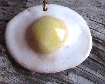 vintage ceramic sunny side up egg earring