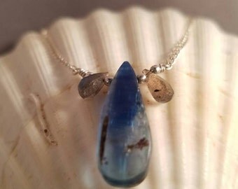 Kyanite and labradorite sterling 19" necklace