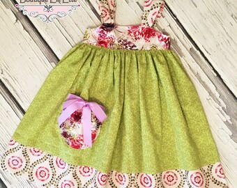 Girls Reverse Knot Dress with Pocket Monet Collection by Boutique Elli'Ette