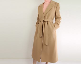 VINTAGE Cashmere Coat Belted Robe Coat