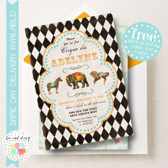 Circus Invitation, Circus Birthday Invitation, Circus Birthday Party