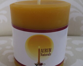 Handmade 100% Beeswax Candle - 3" wide x 3" tall pillar