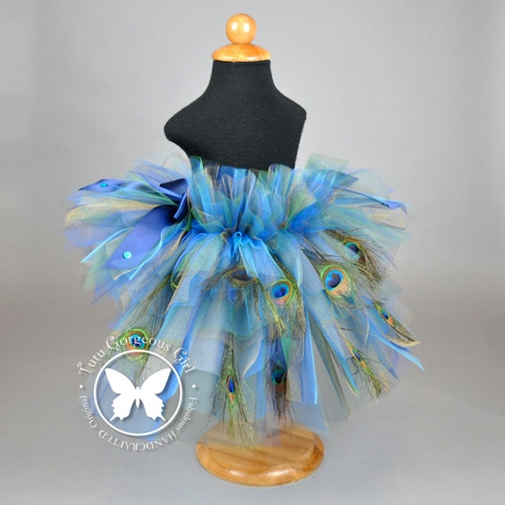 Blue Peacock Feather Bustle Tutumardi Gras Pageant Tutu 7180