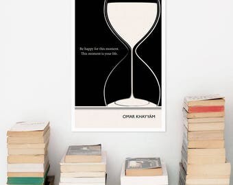 Literary Art Print, “ Omar Khayyam“ Large Wall Art Posters, Literary Quote Poster, Illustration, Black and White Art, Literary Gift