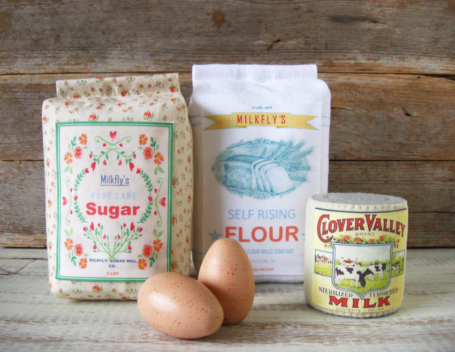 Felt Food Flour Sugar Milk Eggs Baking Set