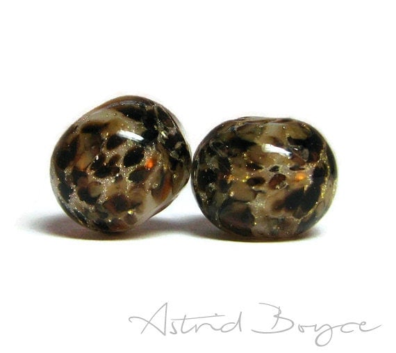 Wild Thing artisan art glass beads lampwork bead pair - SRA B 195 - Patterns for your Inner Animal to create Art Jewelry and for crafting