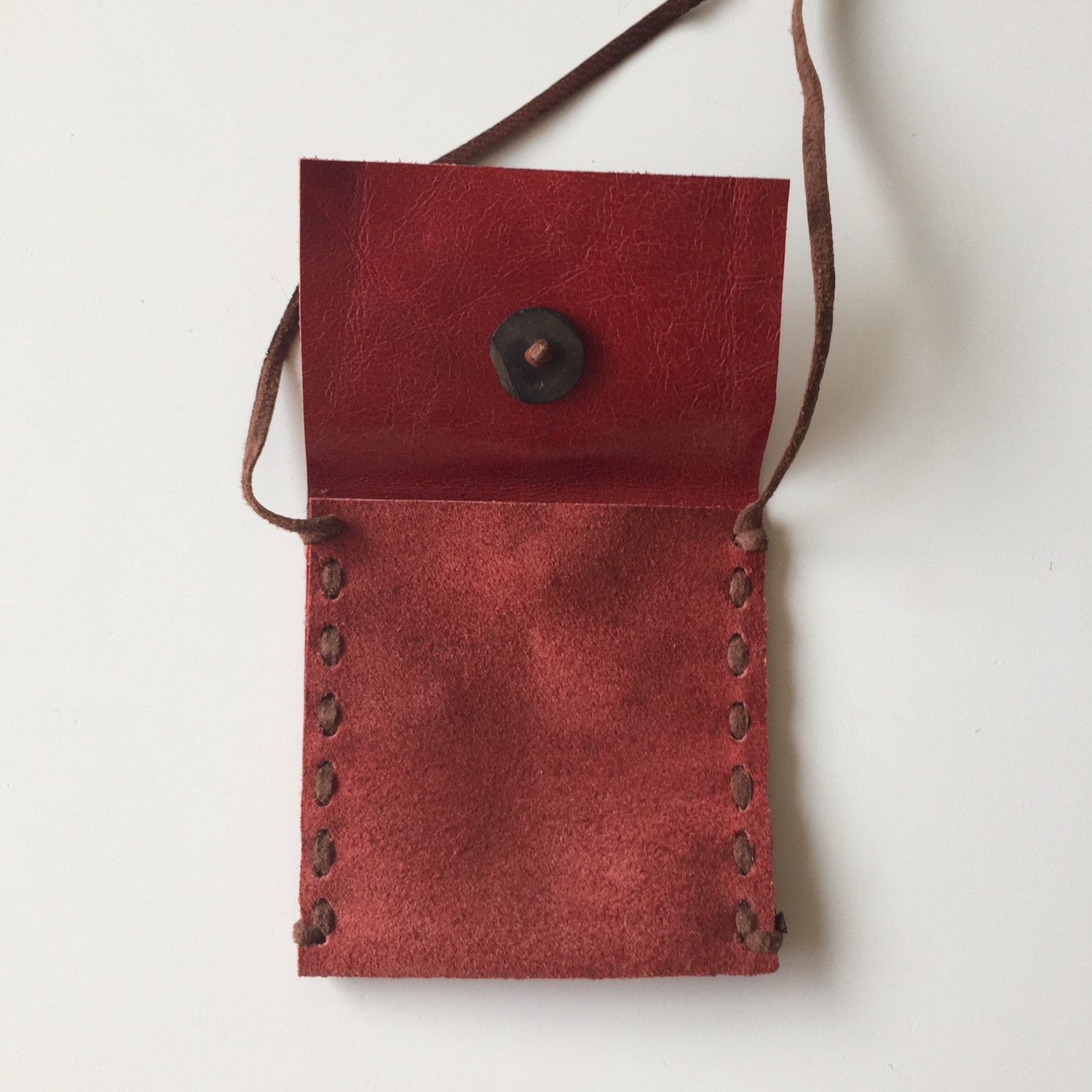 small leather pouch talisman medicine bag necklace red suede