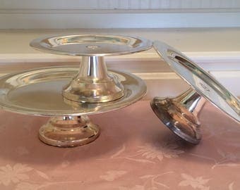 3 Silver Cake Stands International Silver Company Cake Stand Elegant Silver Plated Cake Plate Cake Stand. Silver Dinning. Vintage Silver Art