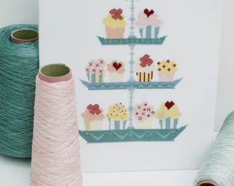 DIY Cross Stitch Kit. Modern Cross Stitch. 3 Tier Cake Stand Cross Stitch. point de croix. Cute Cross Stitch