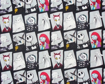 Nightmare before Christmas Fabric, Character Blocks, Jack Skellington, Jack and Sally, Camelot Cottons, By the Yard