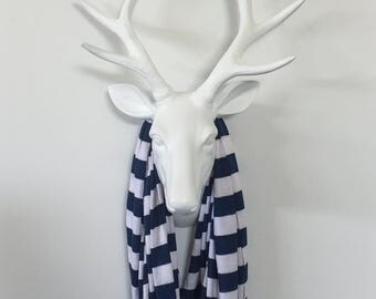 Infinity Scarf - Navy & White Stripe - Cotton Jersey Knit
