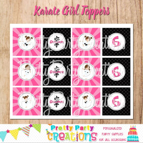 KARATE GIRL cupcake toppers You Print