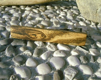 TIE CLIP - Wooden Exotic BOCOTE Wood Handmade Tie Bar