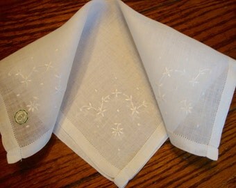 Linen Hankie Switzerland Vintage Ladies Hankie with Tag