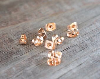 50 pairs Rose Gold Earring Backs 6mm Nickel Free