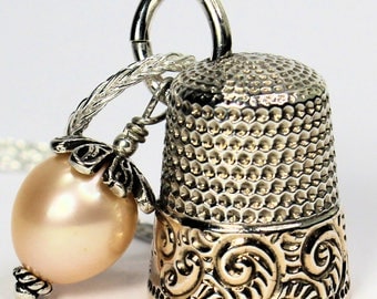 Peter Pan Thimble and Acorn Hidden Kisses Necklace Second Star Right Solid Sterling Silver