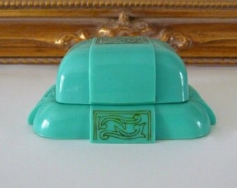 Art Deco Turquoise Celluloid Ring Box Display Holder Vintage Ring Box from TreasuresOfGrace