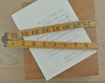 Vintage Wooden Folding Ruler | Double Sided in Inches 36'' | Kidpark Made in Holland | Boxwood Rule