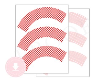 INSTANT DOWNLOAD Pink and Red Cupcake Wrappers (Strawberry Birthday, Printable Cupcake Wrappers, Strawberry Shower, Berry Party)