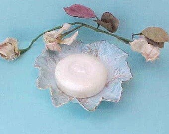 Dainty Little Victorian Sky Blue Dish in Leaf Shape