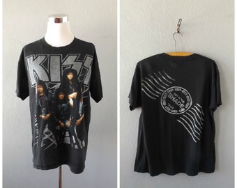 1990 KISS Tour T Shirt | Vintage Hot In The Shade Concert Tee Size L/Large Thin Faded Rock Band T-shirt Rocker Heavy Metal 1990s Grunge Boho