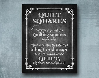 Wedding Quilt Guestbook Chalkboard Style sign - PRINTED chalkboard wedding signage for wedding guest book, wedding guestbook, Cottage Charm