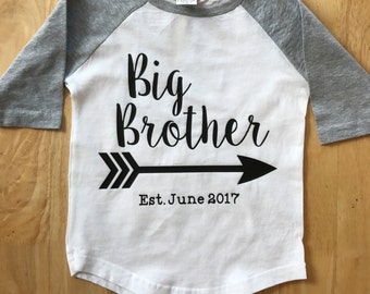 Big Brother shirt, pregnancy announcement, little brother, big sister, sibling shirt, brother shirts, sister shirts, kids clothes, baseball