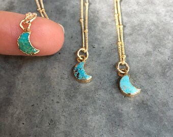 Turquoise Moon Necklace, moon jewelry, Turquoise jewelry, birthstone necklace, birthstones