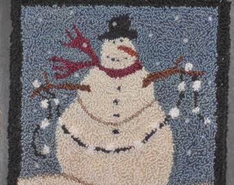 Primitive Snowman, Primitive Snowman Punch Needle-Christmas Decoration--tbu 1093