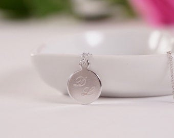 Delicate initials necklace silver plated, personalized engraved necklace, personalized necklace, gift for mom, gift for sister, wedding