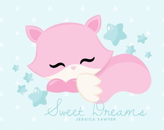INSTANT DOWNLOAD, Pink Fox Clipart for personal and commercial use