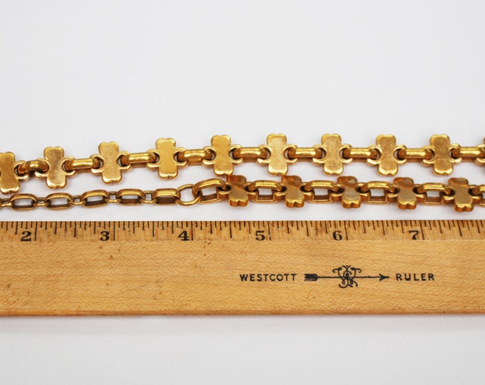 Gold Volupte link necklace - gold plated - clover leaf design - collar necklace
