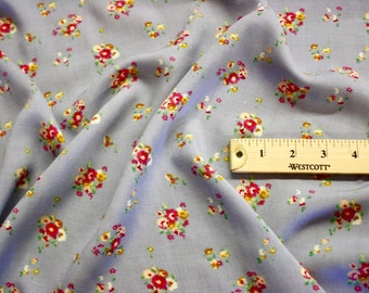 Blue Floral Print Rayon Fabric 58" Wide Per Yard