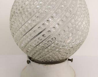 Vintage Mid Century Hobnail Swirl Ceiling Light Weathered Patina Bathroom Hallway Lighting 1950's