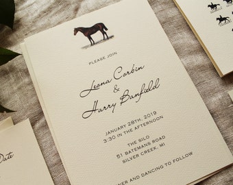 Horse Wedding Invitations, Equestrian Wedding Invitations, Printable or Ship