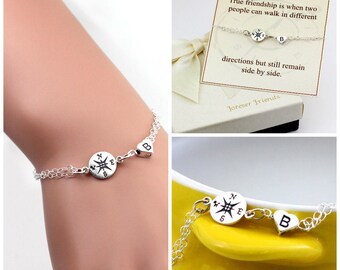 Compass bracelet. Personalized compass bracelet, best friends bracelet, sister bracelet. Journey bracelett. Birthstonel