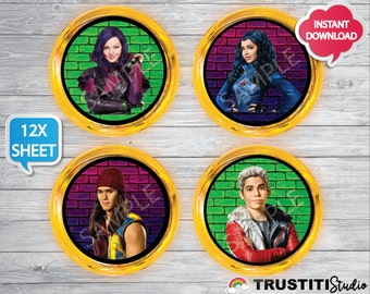 DESCENDANTS CUPCAKE TOPPERS, Descendants Birthday Party