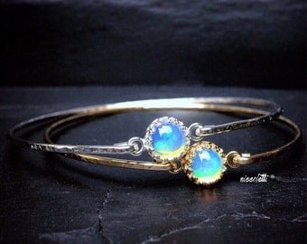 Ethiopian Welo Opal Bangle / Genuine Opal Bracelet / October Birthstone / Real Opal Jewelry / Libra Opal Bracelet / New Mom Jewelry