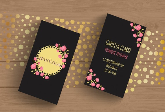 Younique Consultant Business Card Template Layered Psd No 3 Chalkboard Floral Editable Card By Younique Business Card Template