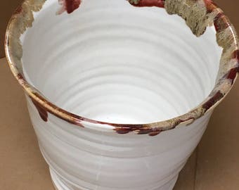 White - Multi-Drip Glazed - Stoneware Flower Pot