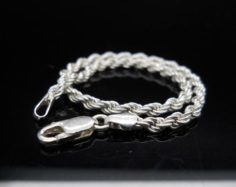Rope Bracelet, Silver Bracelet, 8 Inch Bracelet, Sterling Bracelet, Silver Rope Bracelet, 925 Bracelet, 925 Rope Bracelet, 925 Rope
