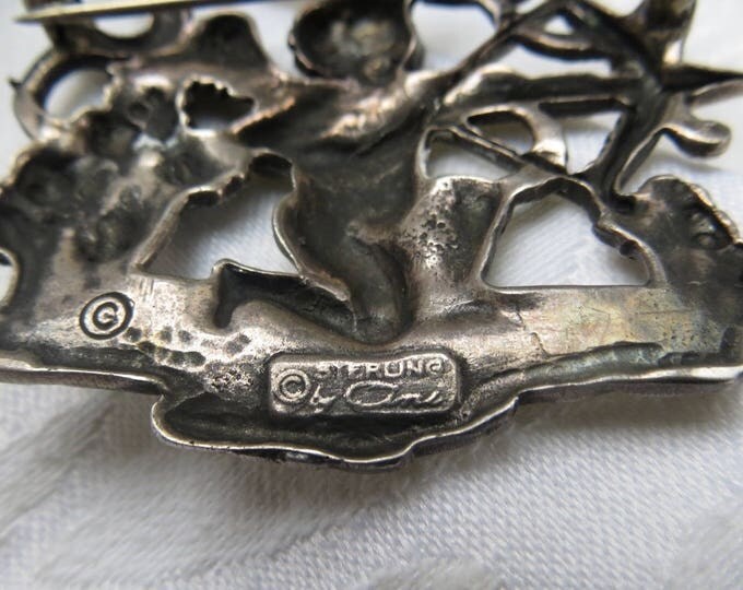 Vintage Cini Sterling Sagittarius Brooch, "The Archer" Cherub with Archery Bow, 1940s Sagittarius Pin