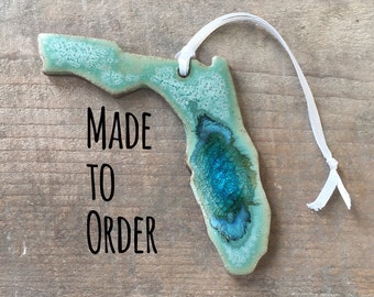 FLORIDA GEODE CRACKLE Ornament: Custom Ornament, Personalized Ornament, State Christmas Ornament, Geode Ornament, Florida Ornament