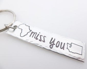 Custom state keychain, Long distance Couples, LDR Gifts, Long distance Friends & Family, Country key chain, moving away gift, going away