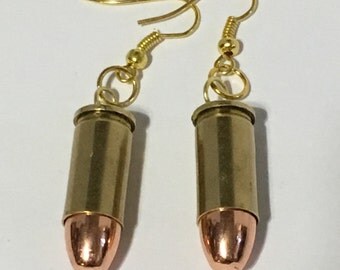 32 auto Bullet Earrings, dangle drop earrings, bullet earrings, bullet jewelry, country girl gifts, molon labe, second 2nd amendment